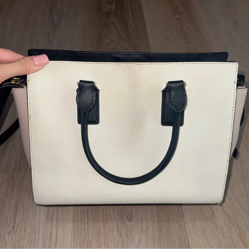 Kate Spade Light Pink & Black Crossbody Tote Bag & Matching Wallet
